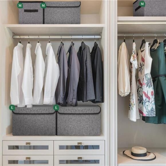 Large 22 Quart Linen Fabric Foldable Storage Bin Cube Organizer Basket - Picture 4 of 7